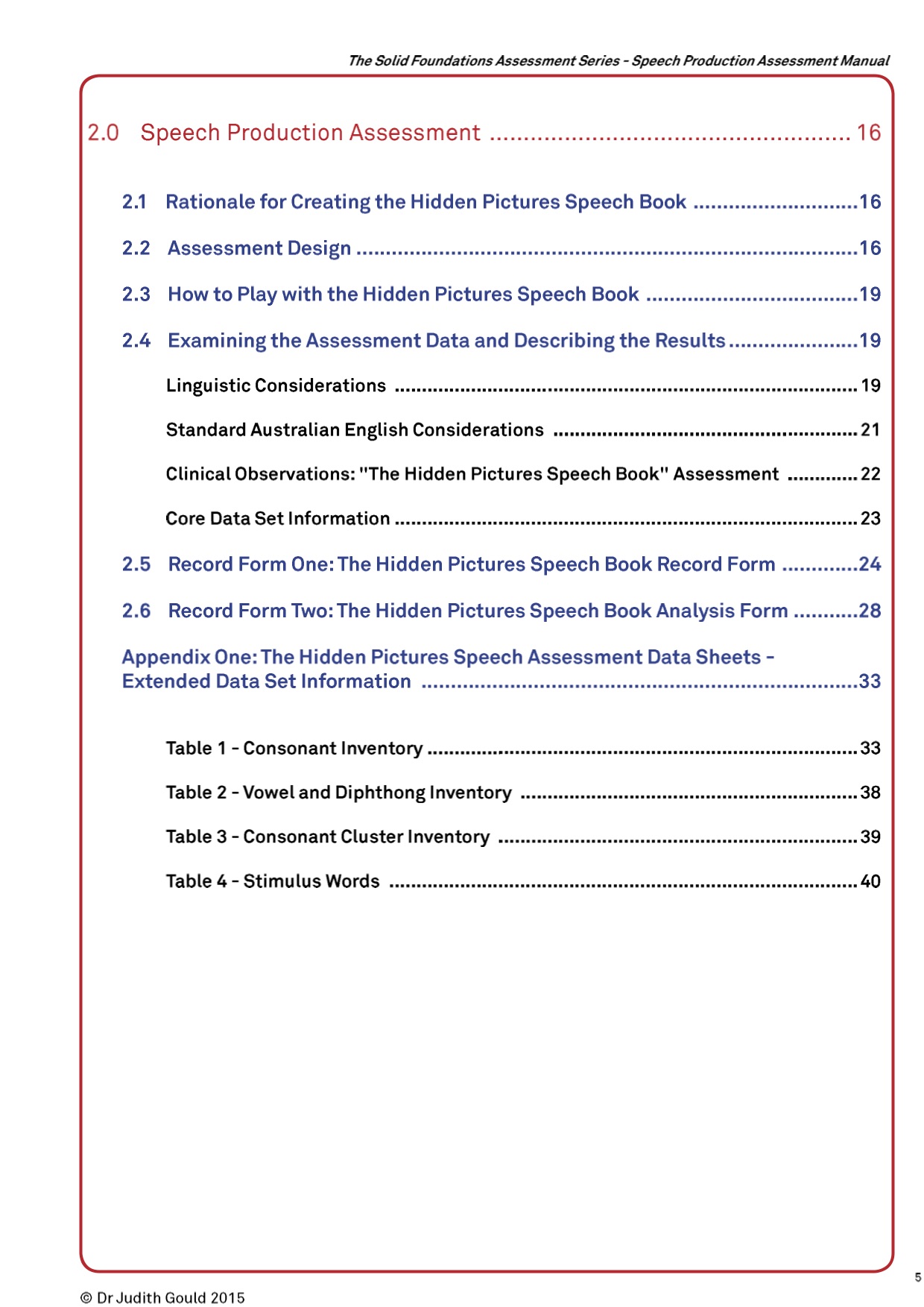 Speech Production Assessment Package